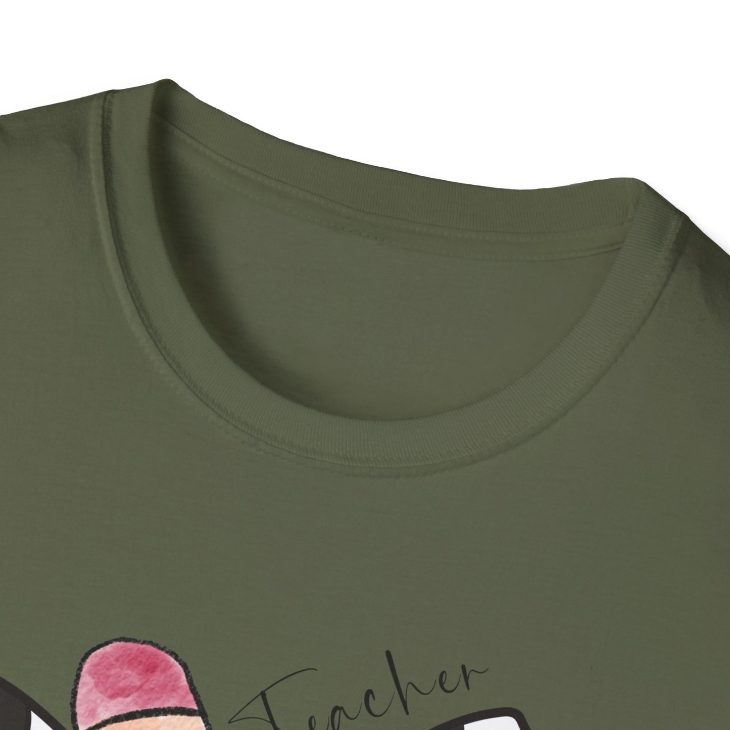 Checkered Bow + Pencil- Teacher Tee- Softstyle Unisex Tee