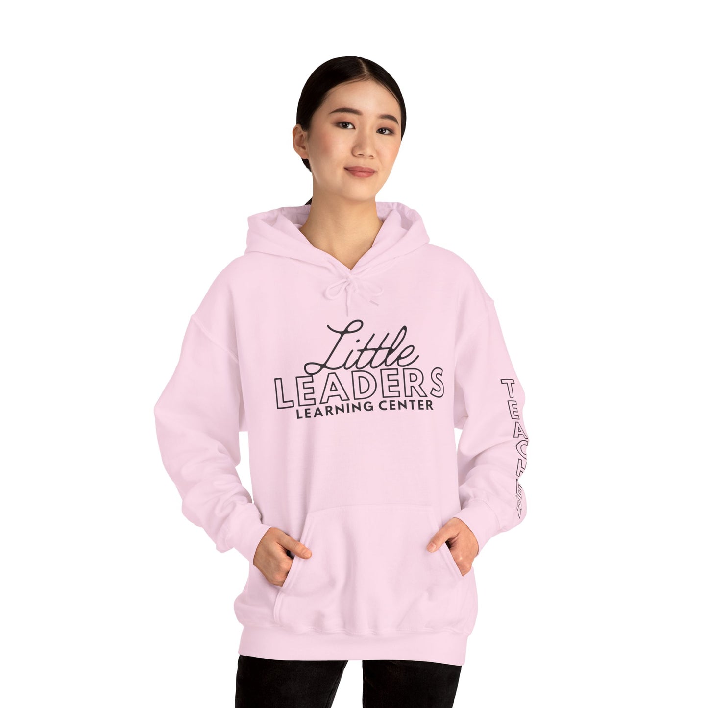 Little Leaders Teacher Simple Design Hoodie w/ Teacher on Sleeve - Cozy Unisex Sweatshirt