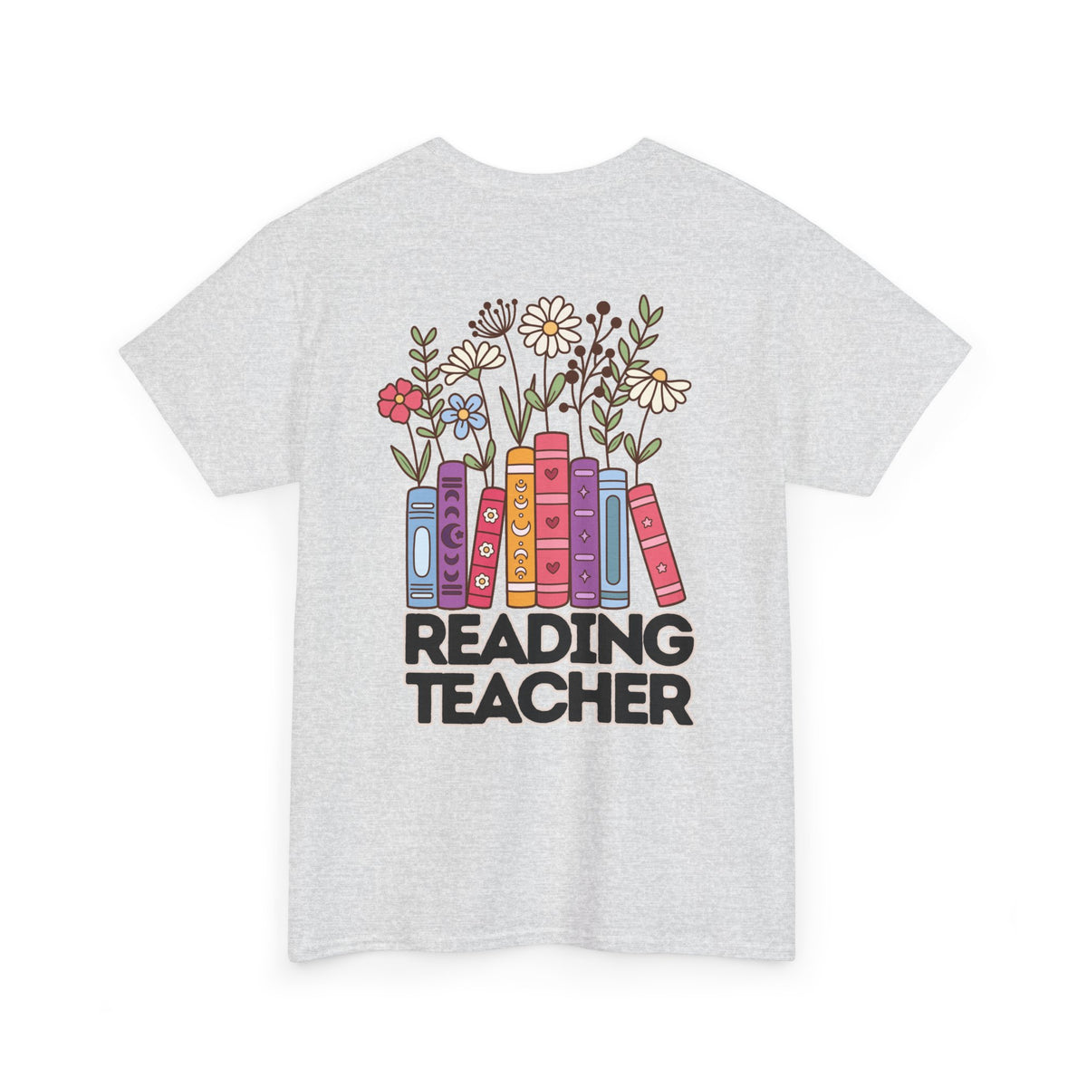 Moriches Reading Teacher with Books- Unisex Heavy Cotton Tee with Bow Design