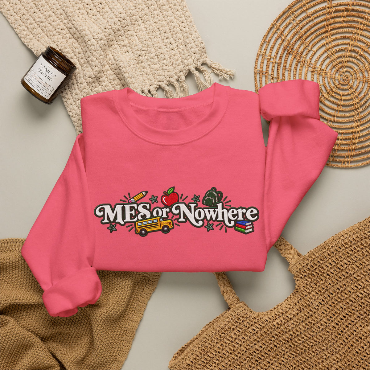 "MES or Nowhere w/ School Things" - Moriches Crewneck Sweatshirt