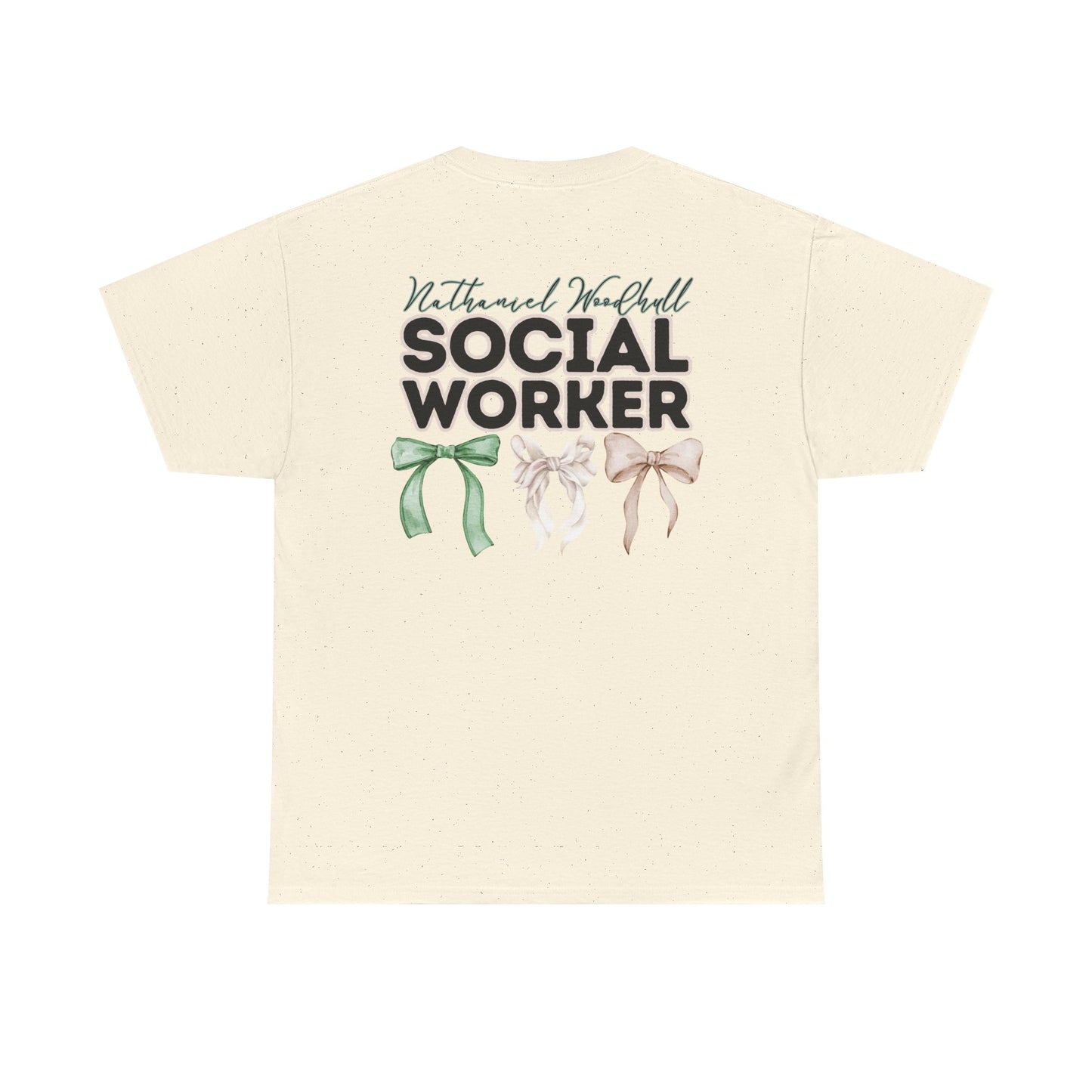 Woodhull Social Worker and Bows- Unisex Heavy Cotton Tee with Bow Design