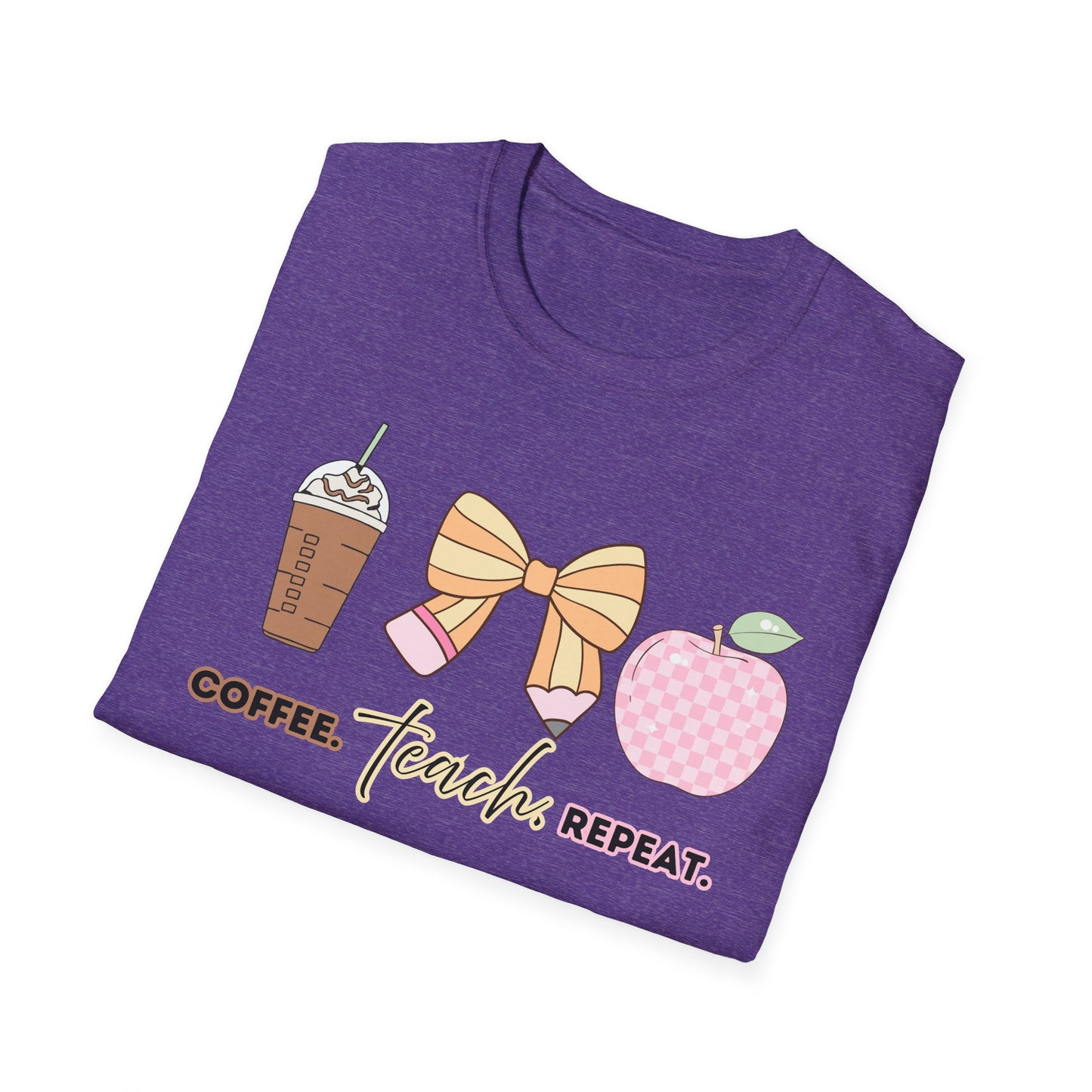 Coffee Teach Repeat Unisex Softstyle T-Shirt - Teacher