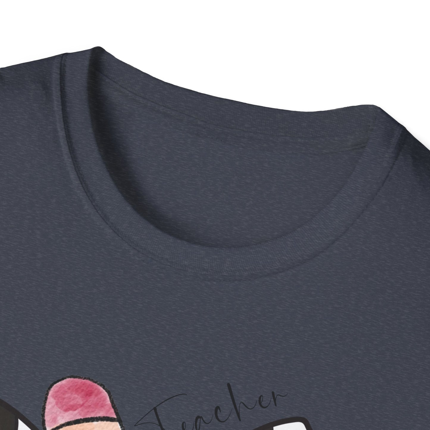 Checkered Bow + Pencil- Teacher Tee- Softstyle Unisex Tee