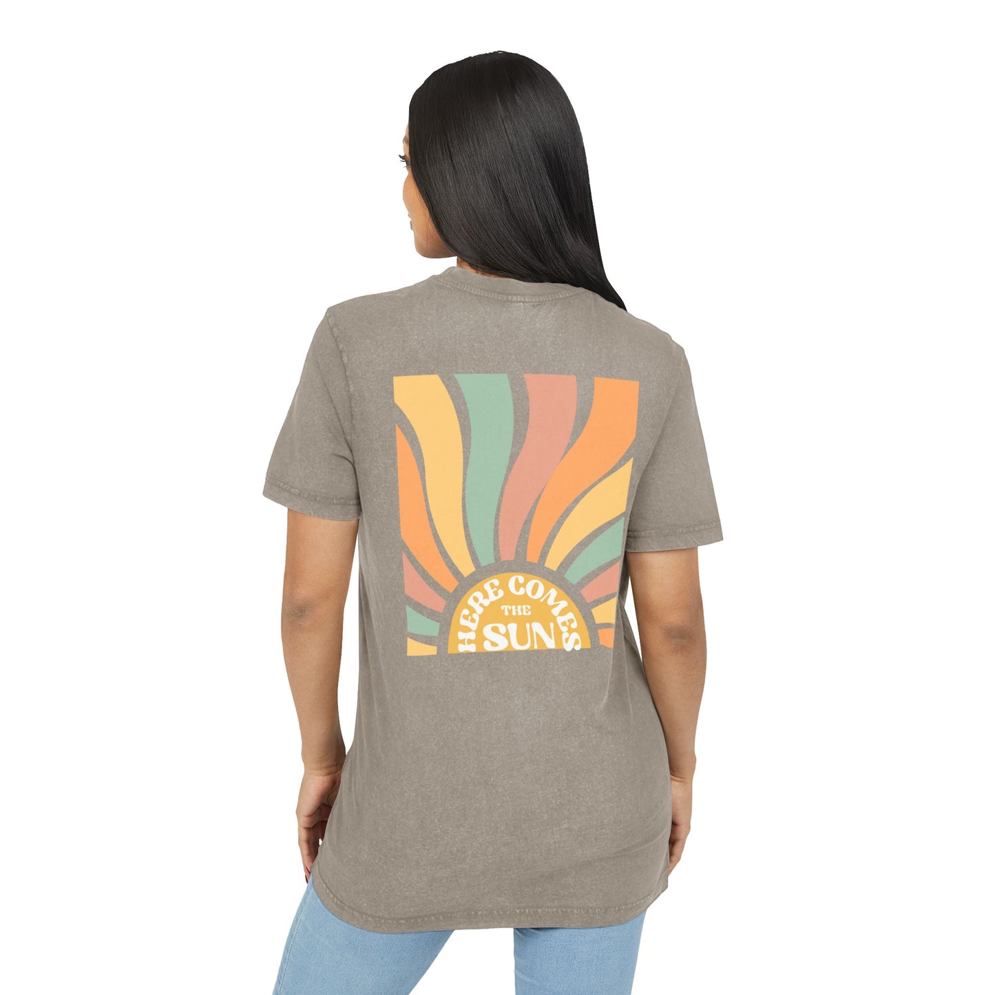 Here Comes the Sun Design- Acid Washed Tee for Summer