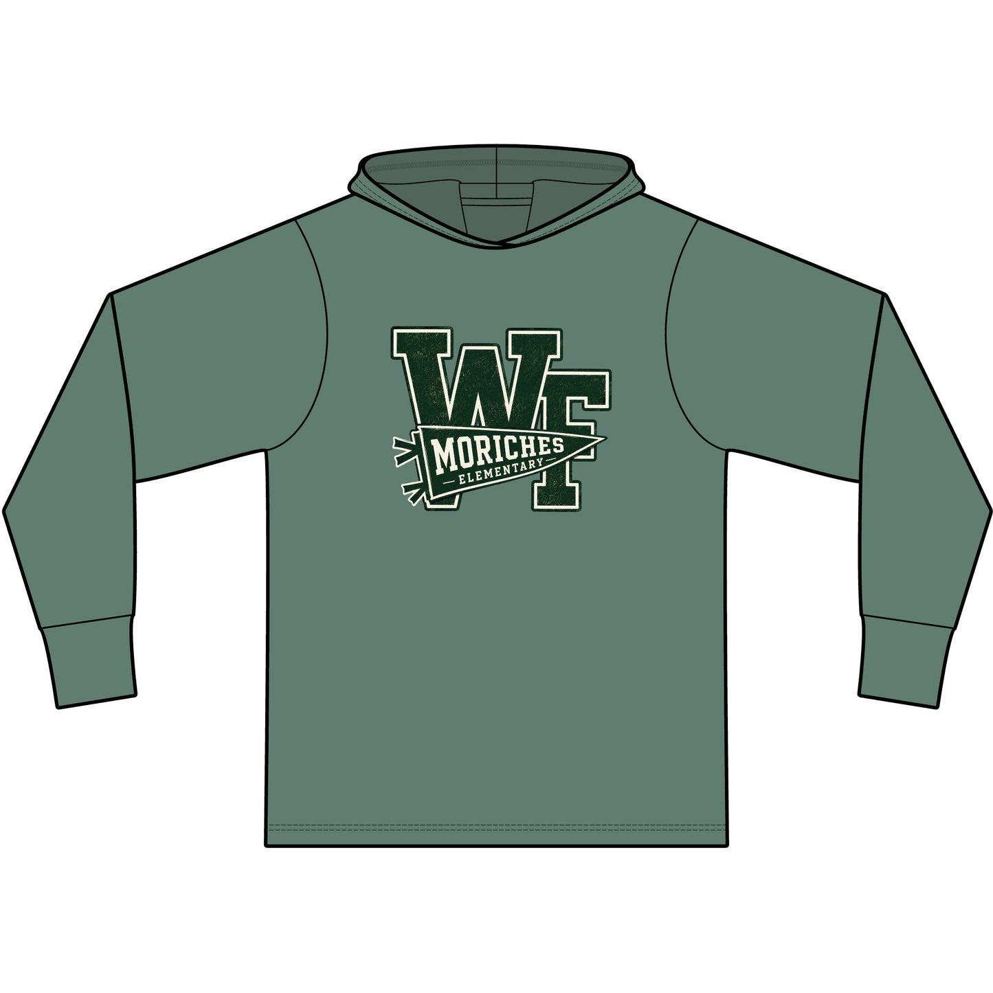 Moriches Pennant Logo — Garment-Dyed Pullover Hooded Tee