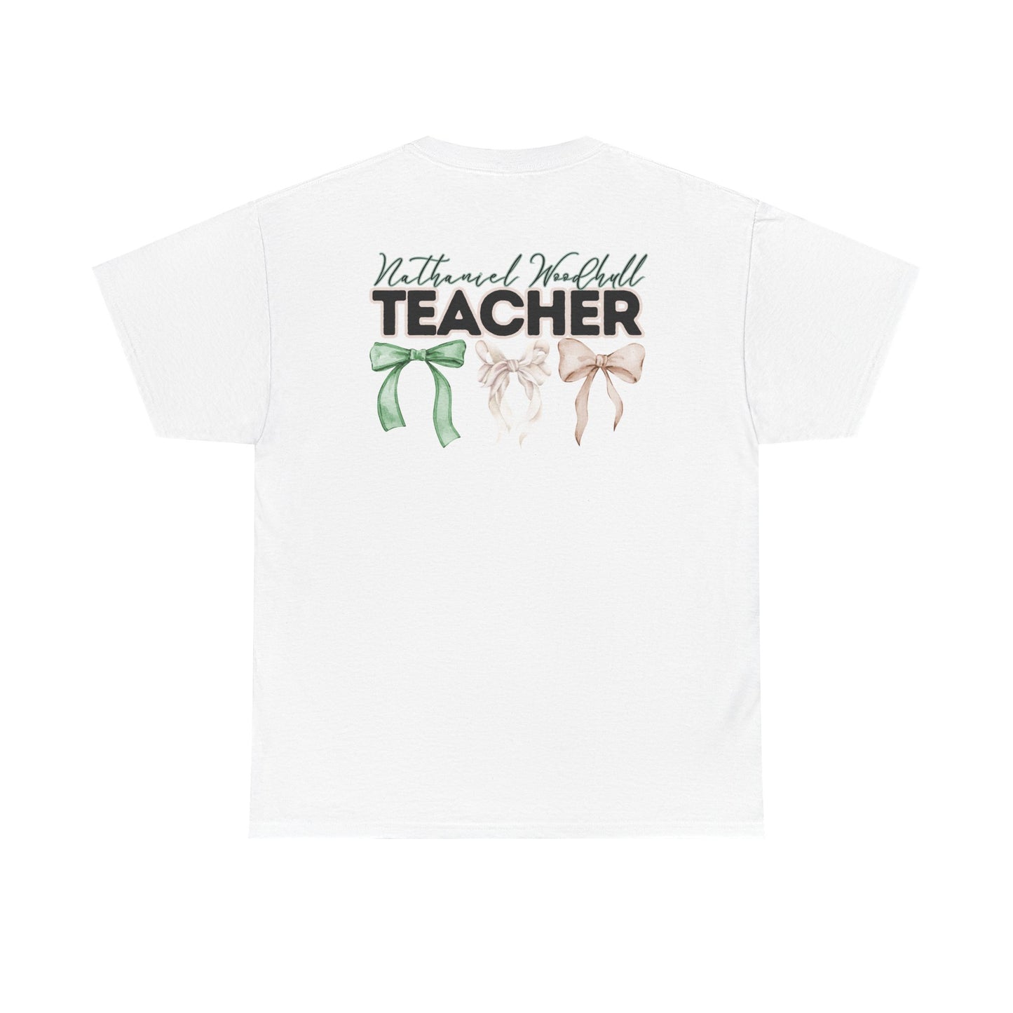 Woodhull Teacher and Bows- Unisex Heavy Cotton Tee with Bow Design