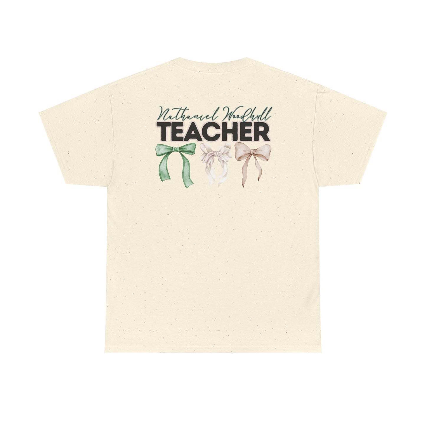 Woodhull Teacher and Bows- Unisex Heavy Cotton Tee with Bow Design