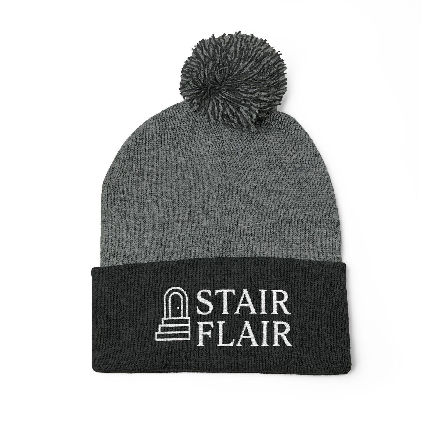 Stair Flair Embroidered Pom-Pom Knit Beanie- Personalized