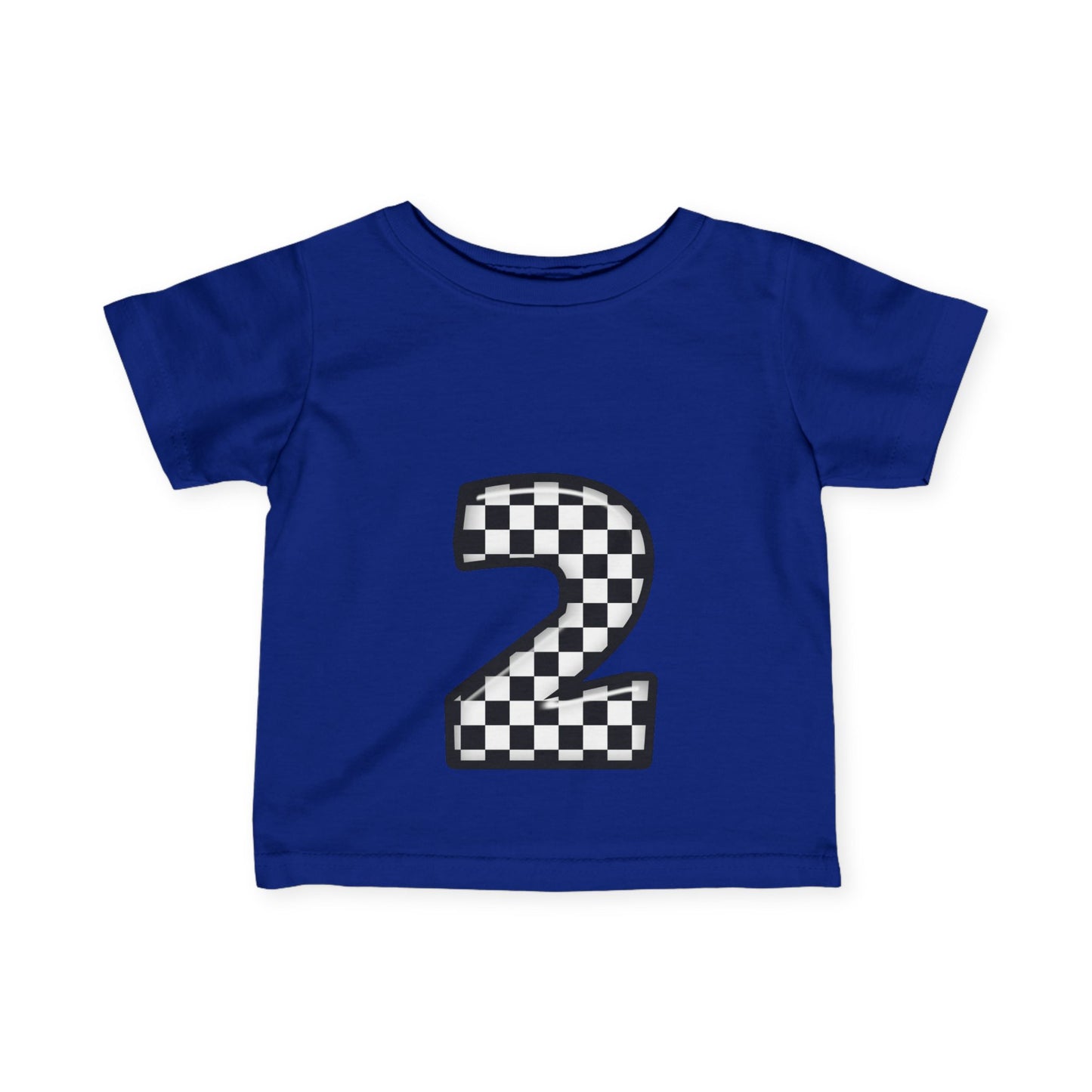 Mini-Checkered Number 2 Infant Jersey Tee - Perfect for Birthday Celebrations