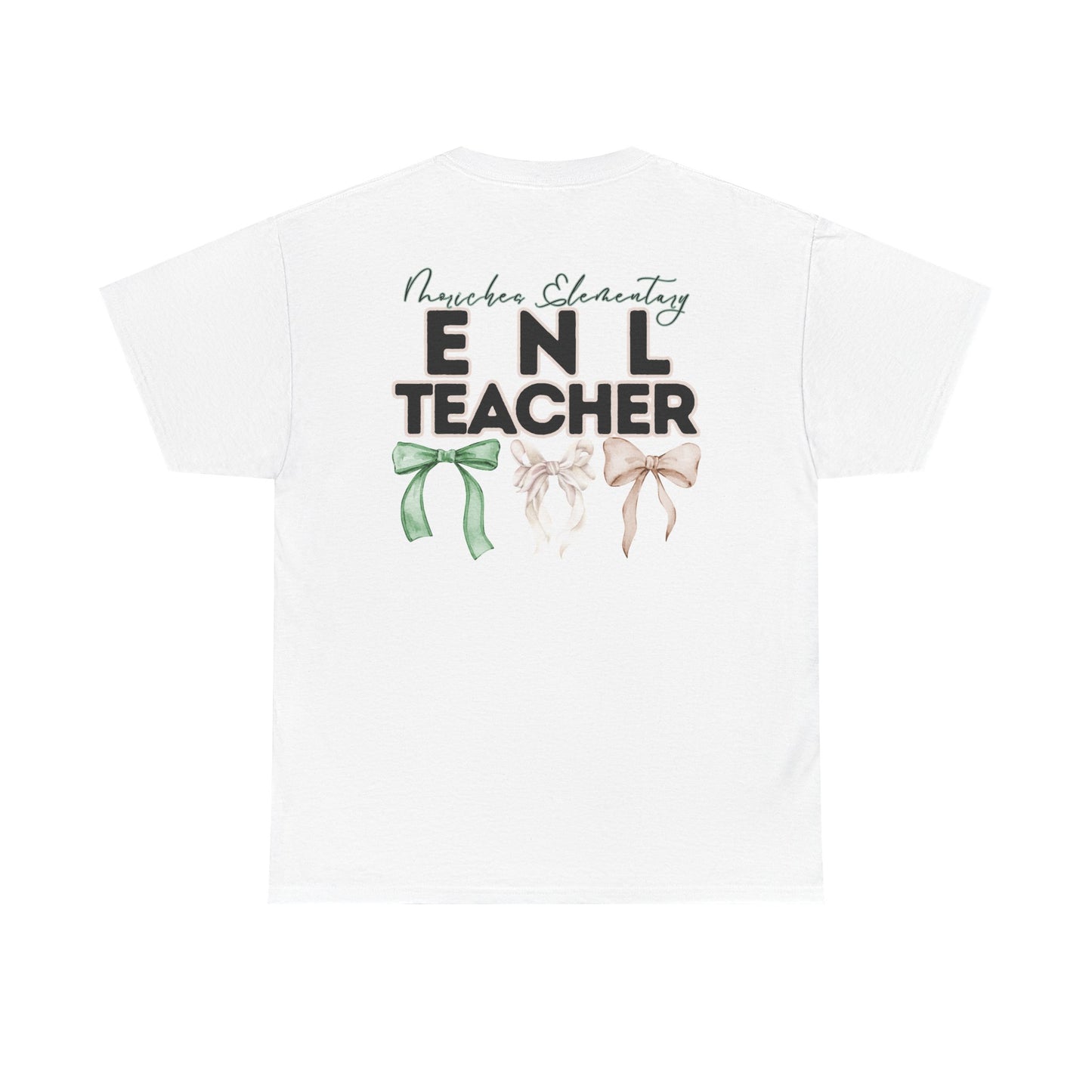Moriches ENL Teacher and Bows- Unisex Heavy Cotton Tee with Bow Design