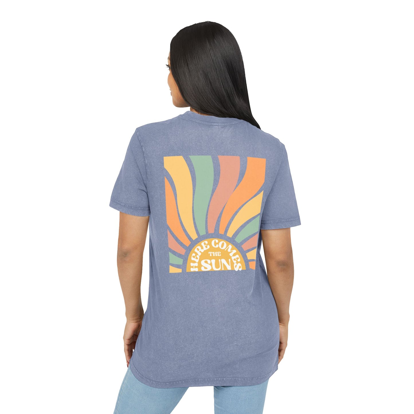 Here Comes the Sun Design- Acid Washed Tee for Summer