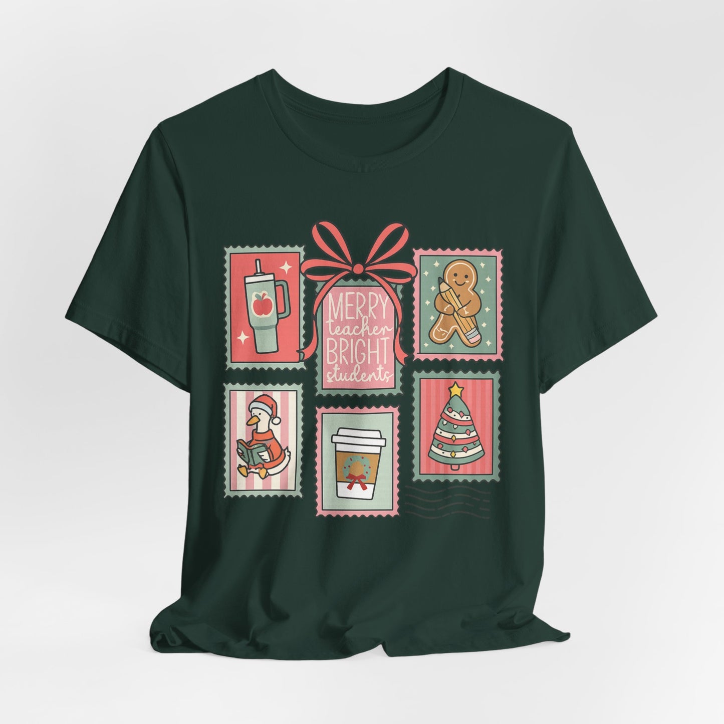 Merry Teacher, Bright Students— Christmas Unisex T‑Shirt