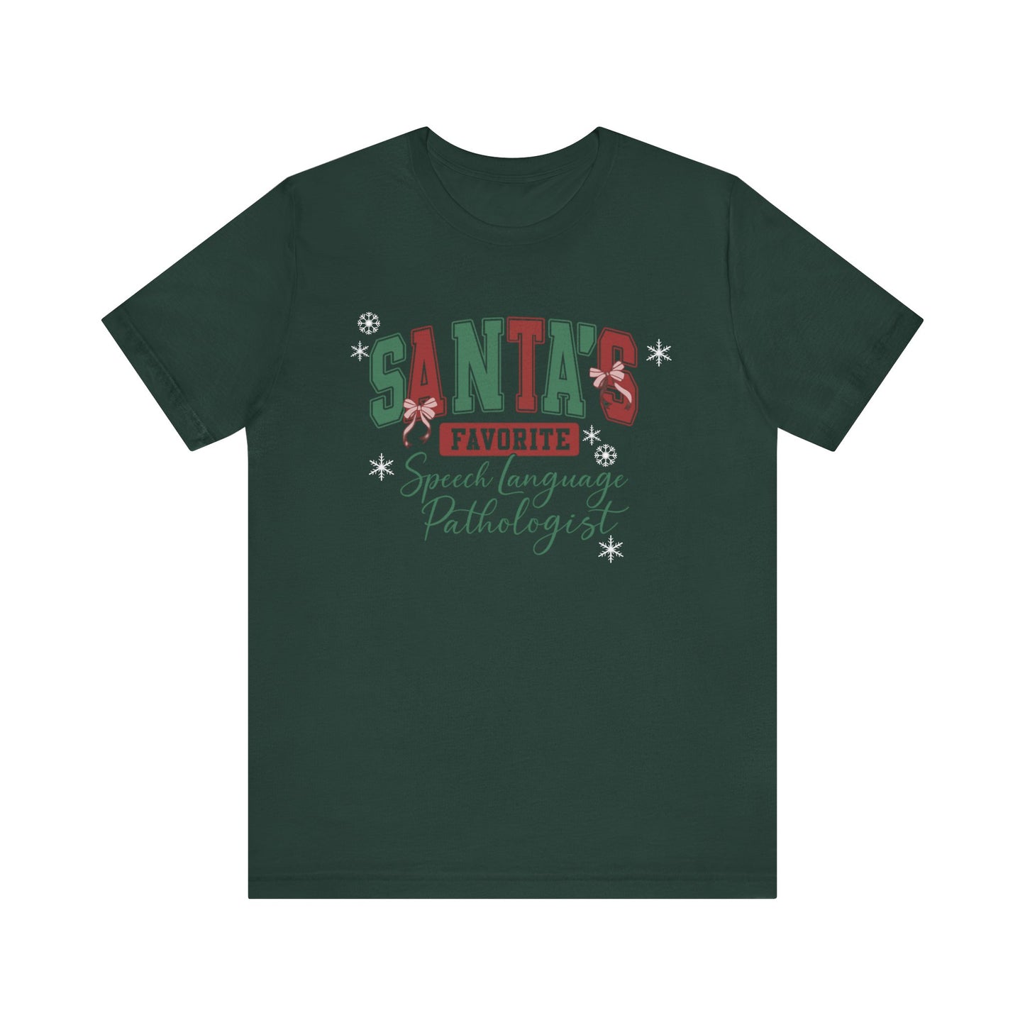 Santa's Favorite Speech Language Pathologist — Christmas Unisex T‑Shirt