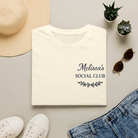 "Melissa's Social Club" Soft Feel T-Shirt — Personalized