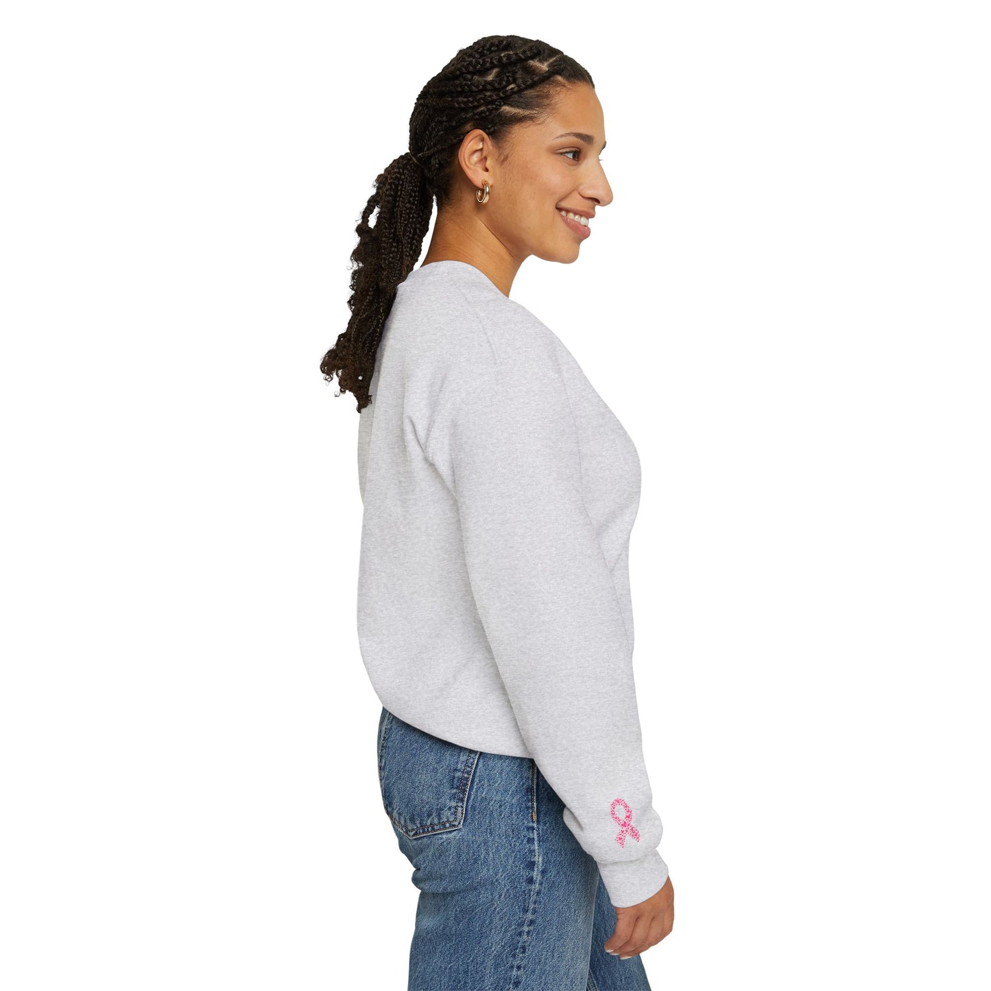 Embroidered Pink Ribbon Awareness Sweatshirt - Cozy Unisex Crewneck