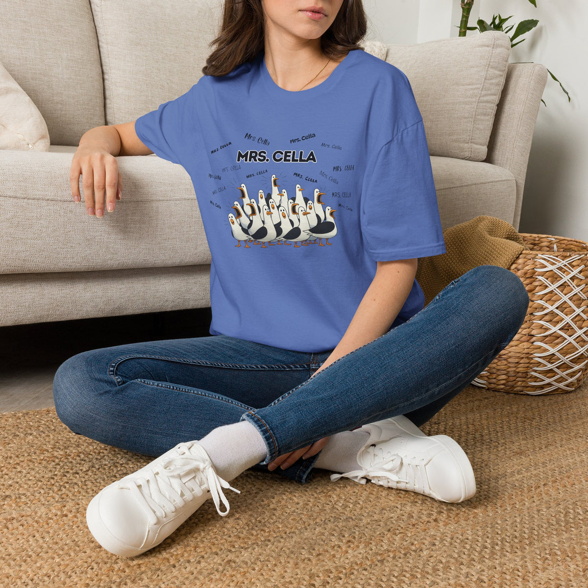 Mrs. Cella- Seagull Crew Graphic T-Shirt — Personalized