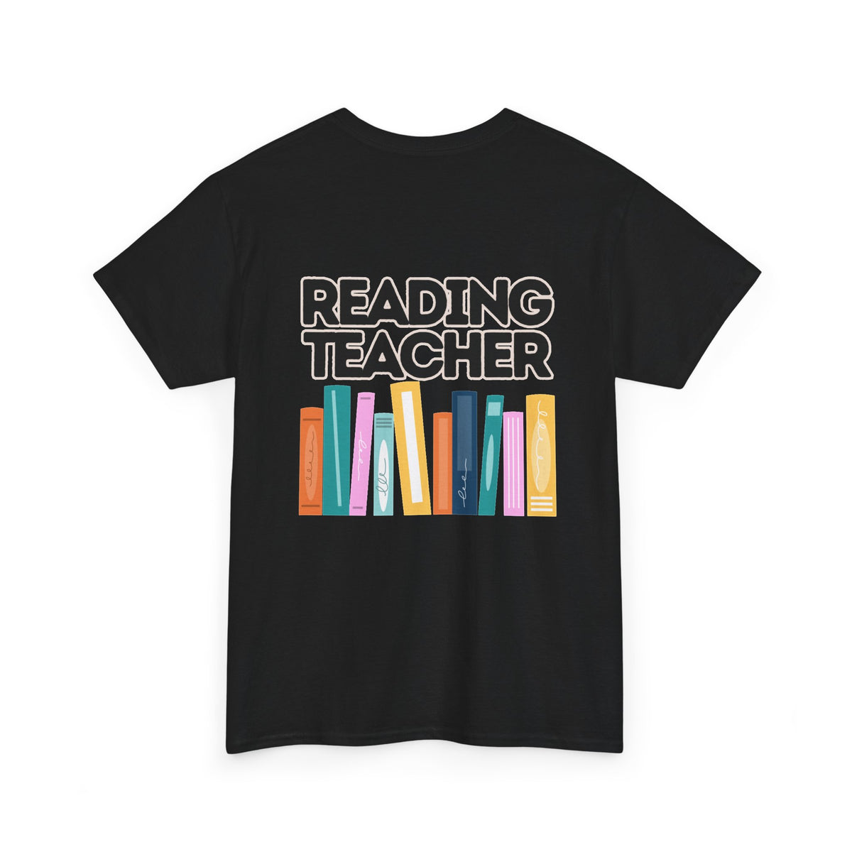 Moriches Reading Teacher with Books 2- Unisex Heavy Cotton Tee