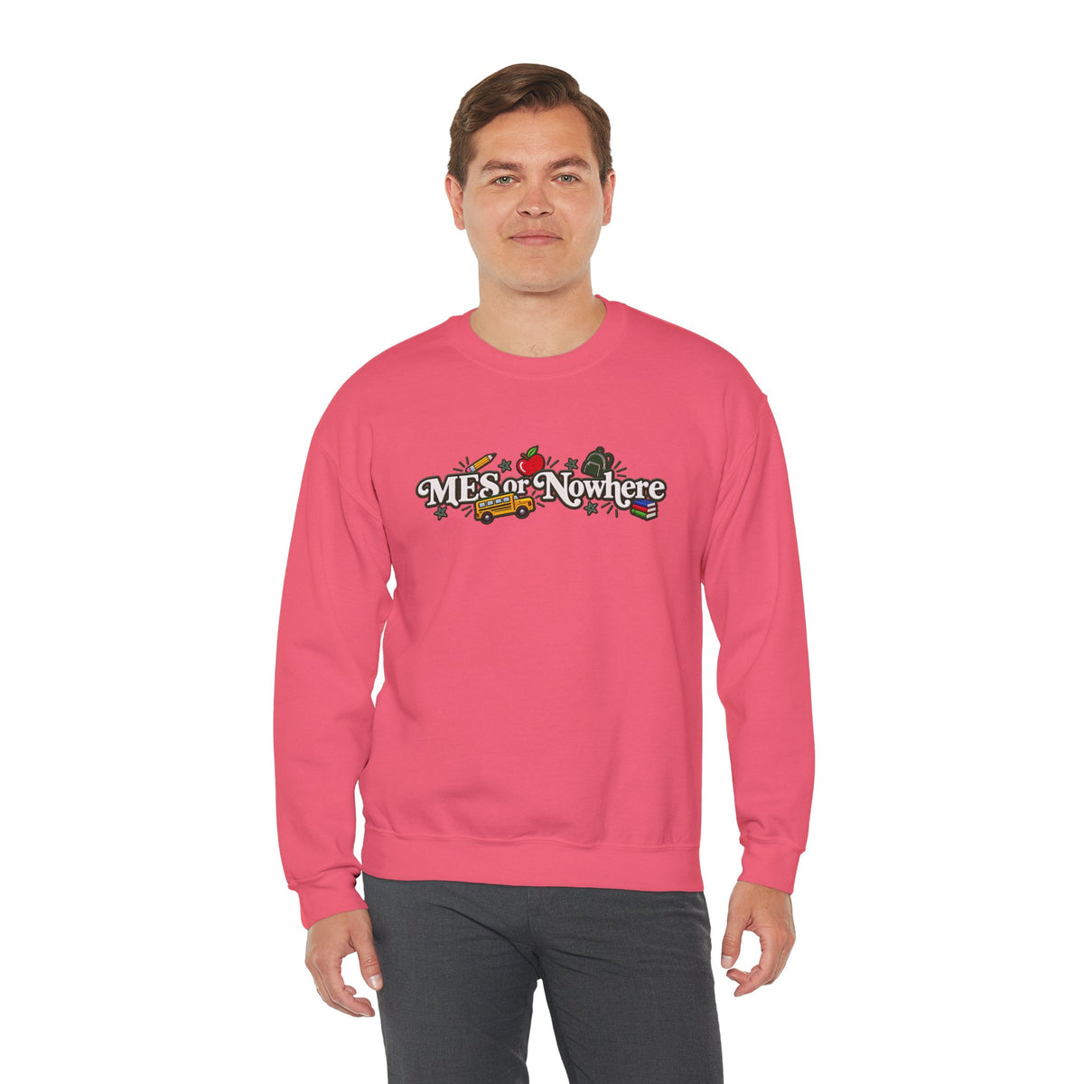 "MES or Nowhere w/ School Things" - Moriches Crewneck Sweatshirt