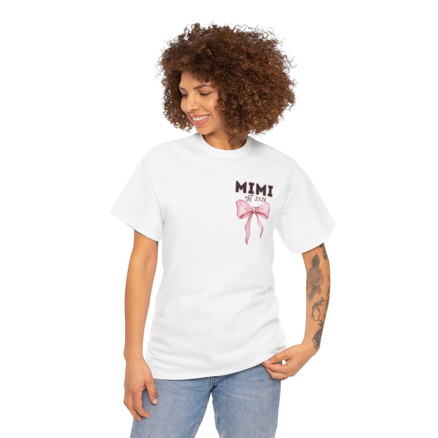 Mimi est 2026 Pink Bow Unisex Heavy Cotton Tee - Mother's Day